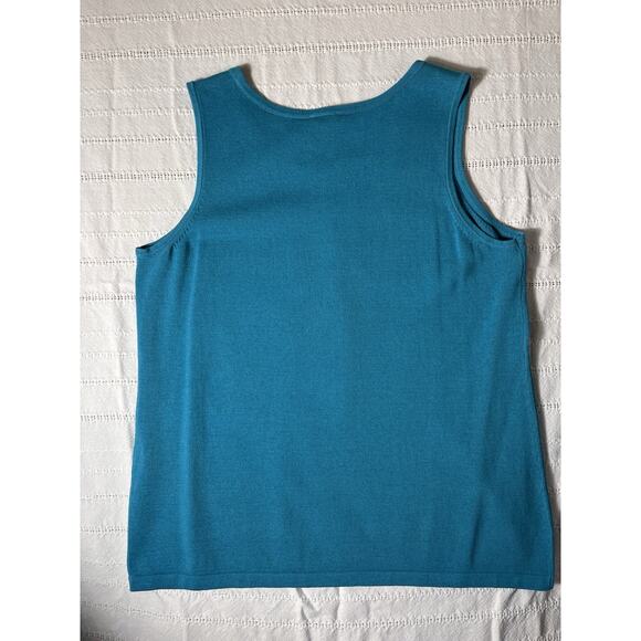 Chico’s Size Large Turquoise Blue Knit Tank Top‎ Sleeveless Cotton Blend - Picture 5 of 7